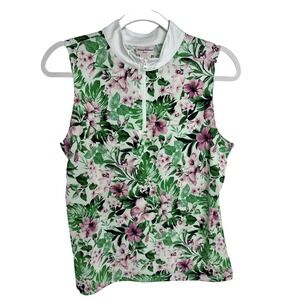 Tommy Bahama Women's Size L Golf Tennis Pickleball Sleeveless Pink‎ GreenFloral